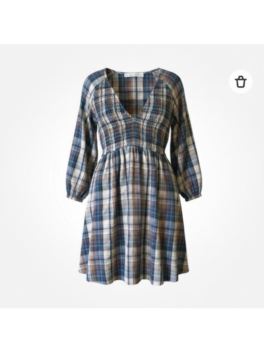 Her Entire Name Says Grace Mini Smocked Dress Womens Small Plaid Prairie Chic